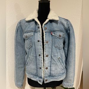 Levi's Blue Jean Jacket with White Sherpa Lining